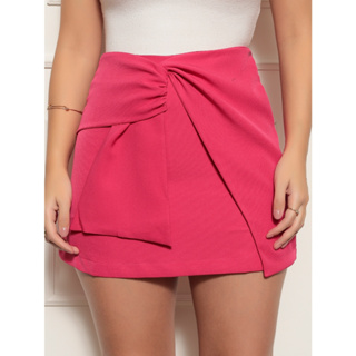 Saia curta cintura alta com zíper traseiro moda feminina desconto de preço baixo na moda em Oferta na Shopee