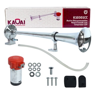 Kit Buzina Eletropneumática Maritima 1 Corneta Cromada Com Compressor 12V Kauai Completo Caminhão em Oferta na Shopee