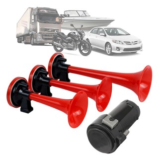 Buzina Verdureiro 3 Cornetas Com Compressor 12V Caminhão de Alta Potência Forte Elétrica em Oferta na Shopee