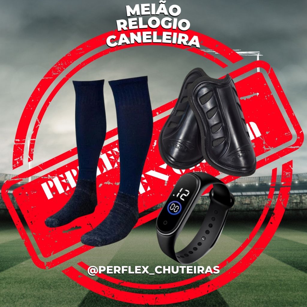 Meião Relógio Caneleira Futsal Society Campo Adulto Infantil