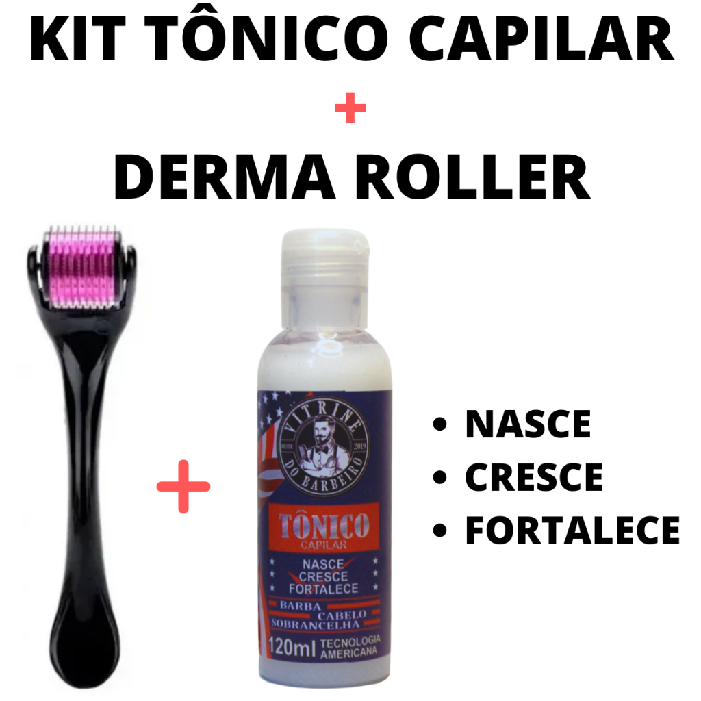 Kit Com Dermaroller + Tônico Capilar Para Queda De Cabelo em Oferta na Shopee