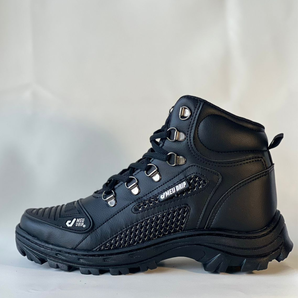 Bota Meu Drip Motoqueiro Cat Camuflada Tatica 100% Couro Sintético LANÇAMENTO