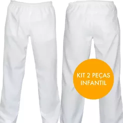 KIT 2 Calca Tactel BRANCA Infantil Juvenil Com Bolso Traseiro