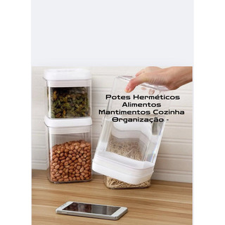 Potes Herméticos 1,7 litros 900ml 350ml  Alimentos Mantimentos Cozinha Organização - Injeplastec