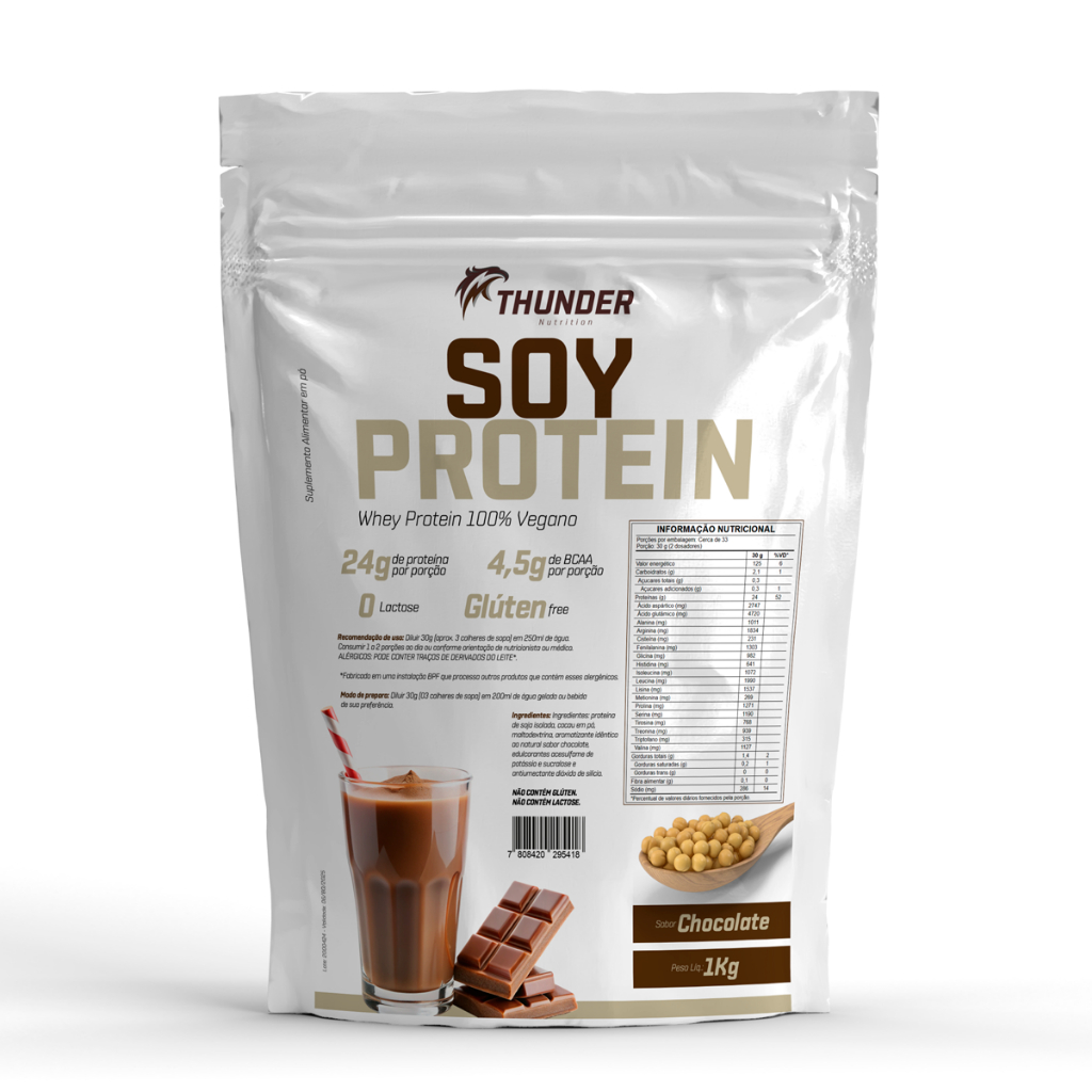Whey Soy Protein Zero Lactose 1kg Thunder - Proteína Isolada da soja -  Proteina vegetariana