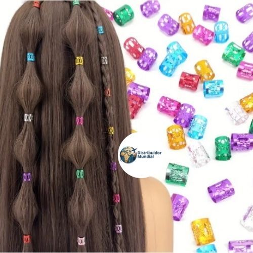 Kit 50 Peças Anel Nagô Regulável Para Penteado Trança Colorido Box Braids Dread Adulto/Infantil Presilia Terere Moda