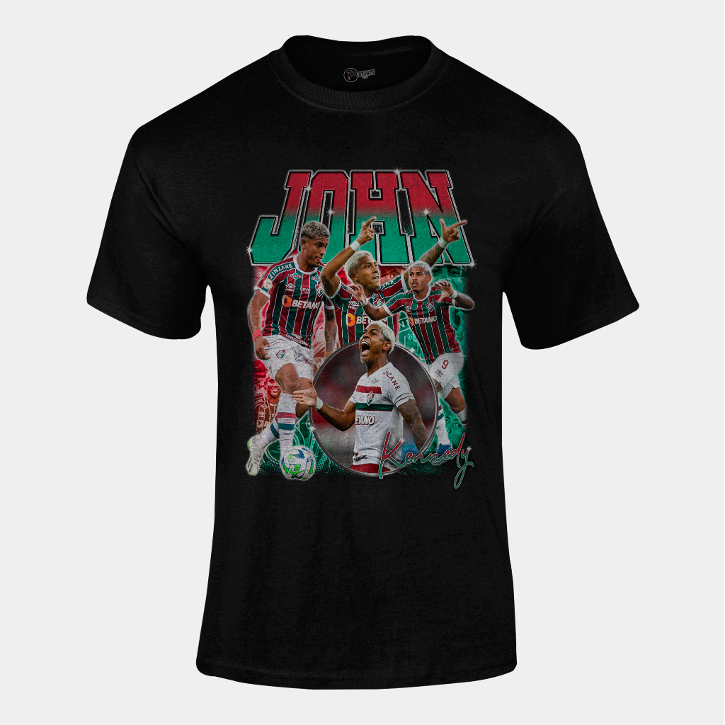Camiseta Algodão Unissex - John Kennedy jogador futebol Fluminense - Graphic Tee Tshirt Casual Versátil Alta Qualidade