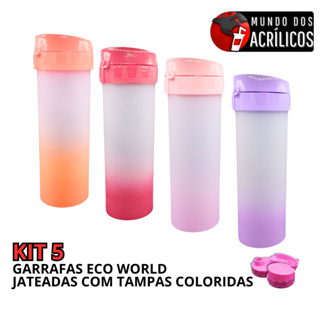KIT 5 GARAFAS ECO WORLD JATEADO DEGRADE PARA PERSONALIZAR ADESIVAR FESTA em Oferta na Shopee