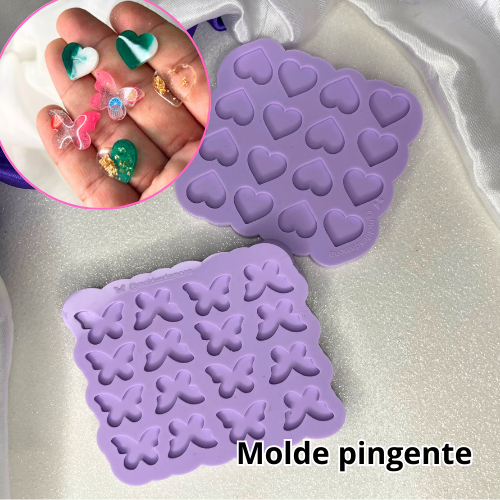Molde de silicone para peças em resina, opções de pingentes e brincos. 16 cavidades cada. em Oferta na Shopee