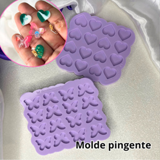 Molde de silicone para peças em resina, opções de pingentes e brincos. 16 cavidades cada. em Oferta na Shopee