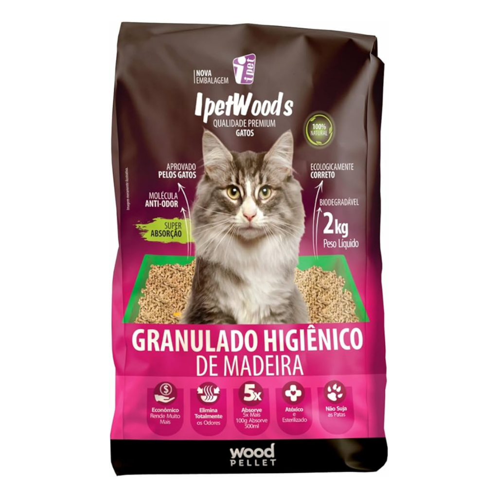 Granulado De Madeira Wood Pellet 2kg Higiênico Para Gatos