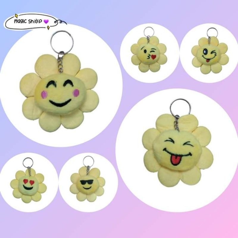 Chaveiro flor de pelúcia Emoji de Florzinha/Pingente/Girassol/Bolsa/Mochila/Estojo/Bordado/Margarida/Boneca/brinquedo