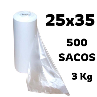 Bobina Picotada Saco Plástico de Mercado 25x35 c/500 Unidades 3Kg em Oferta na Shopee