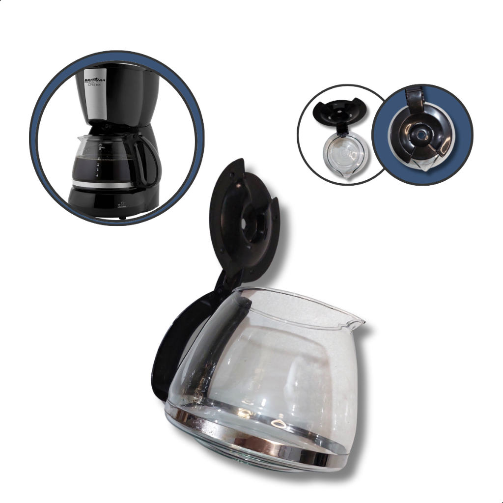 Jarra Para Cafeteira Britânia Cp15 Cp15 Inox Preta em Oferta na Shopee