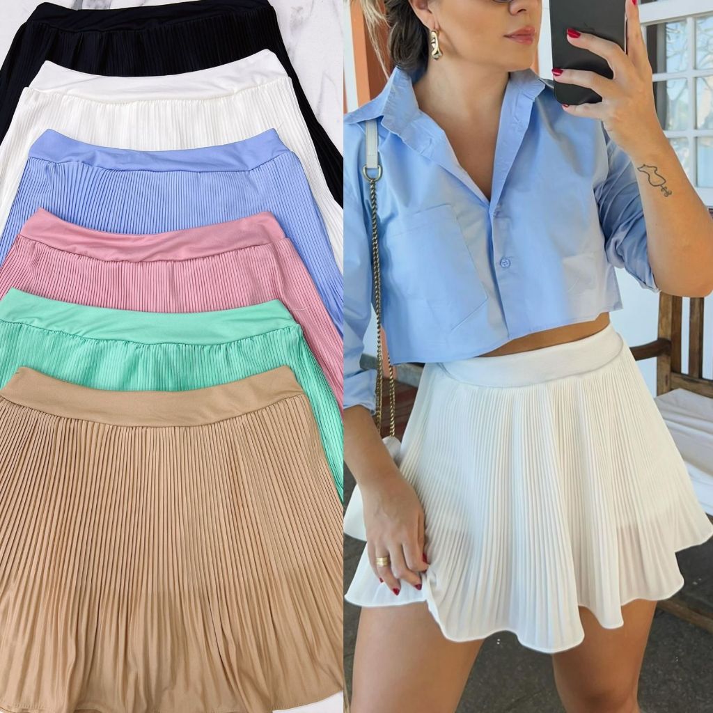 SHORT E SAIA MODA BLOGUEIRA NOVA TENDÊNCIA VERÃO 164 em Oferta na Shopee