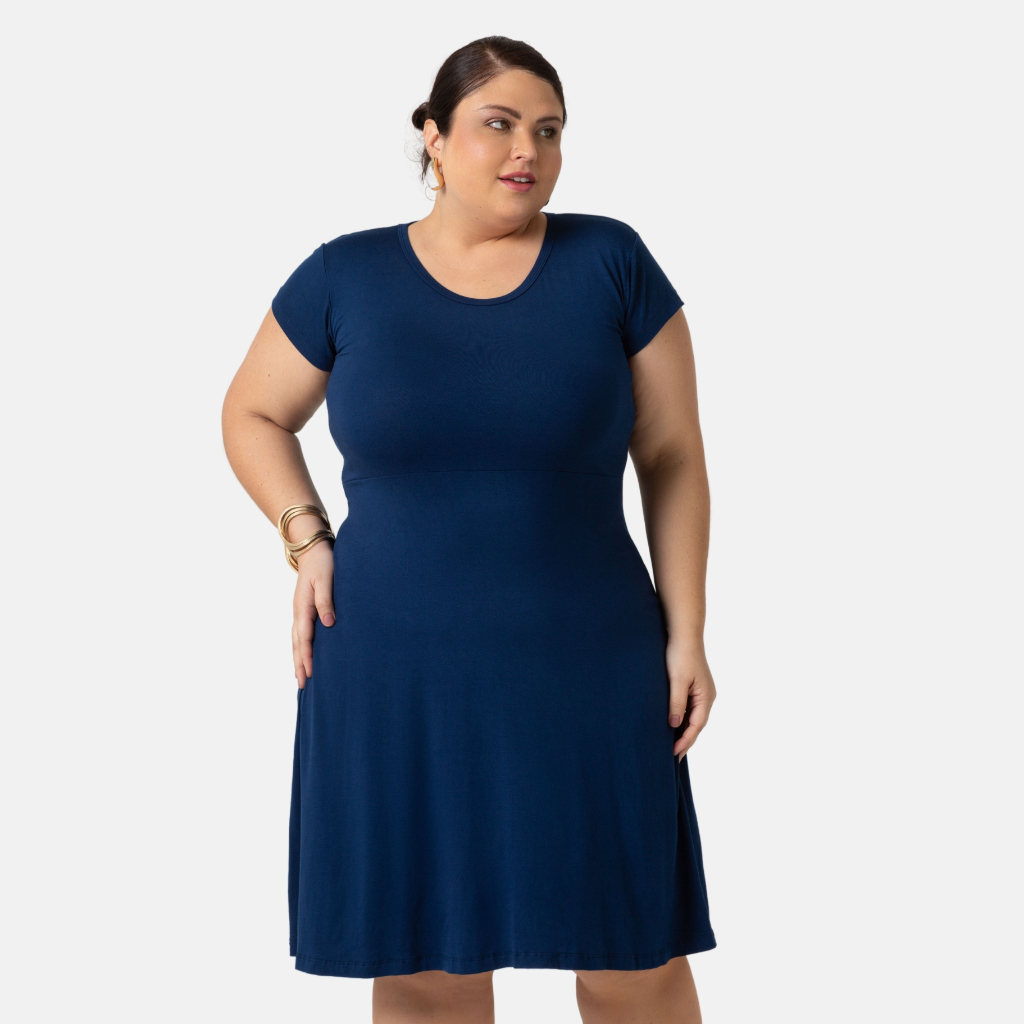 Vestido Feminino Plus Size Básico de Viscolycra 1146-A