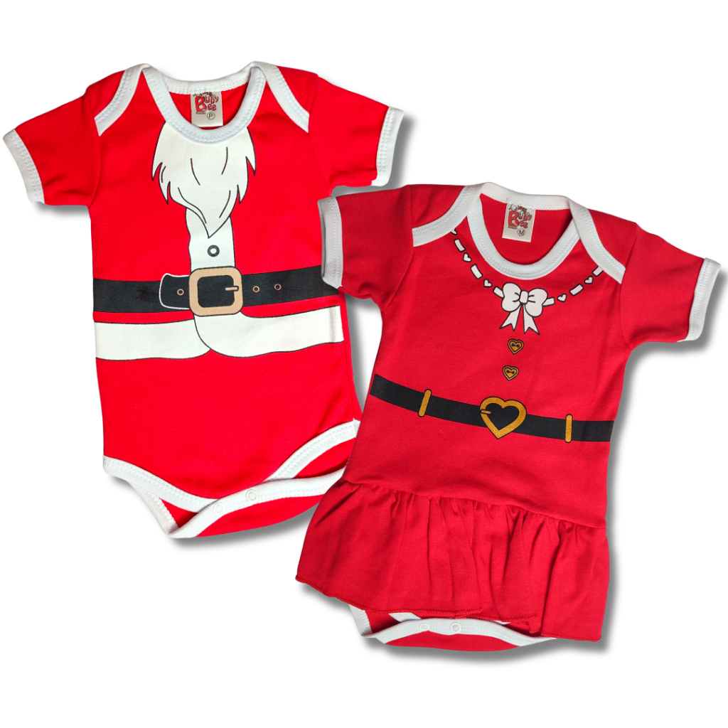 Body Natal Papai Noel Mamãe Noel Bebê Infantil P M G