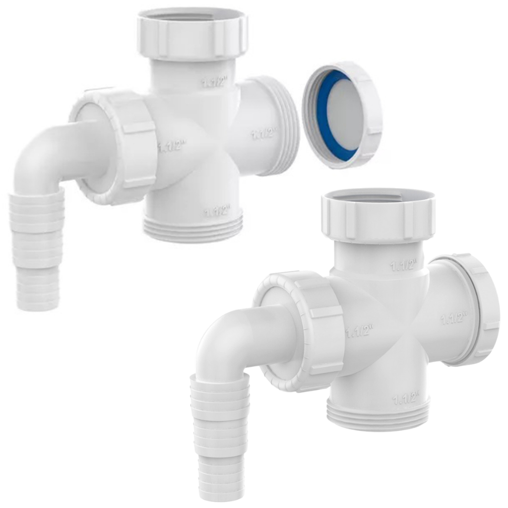 Kit 2 Conexão Pia Máquina Lavar Roupa Louça Cruzeta Adaptador Sifão 1.1/2