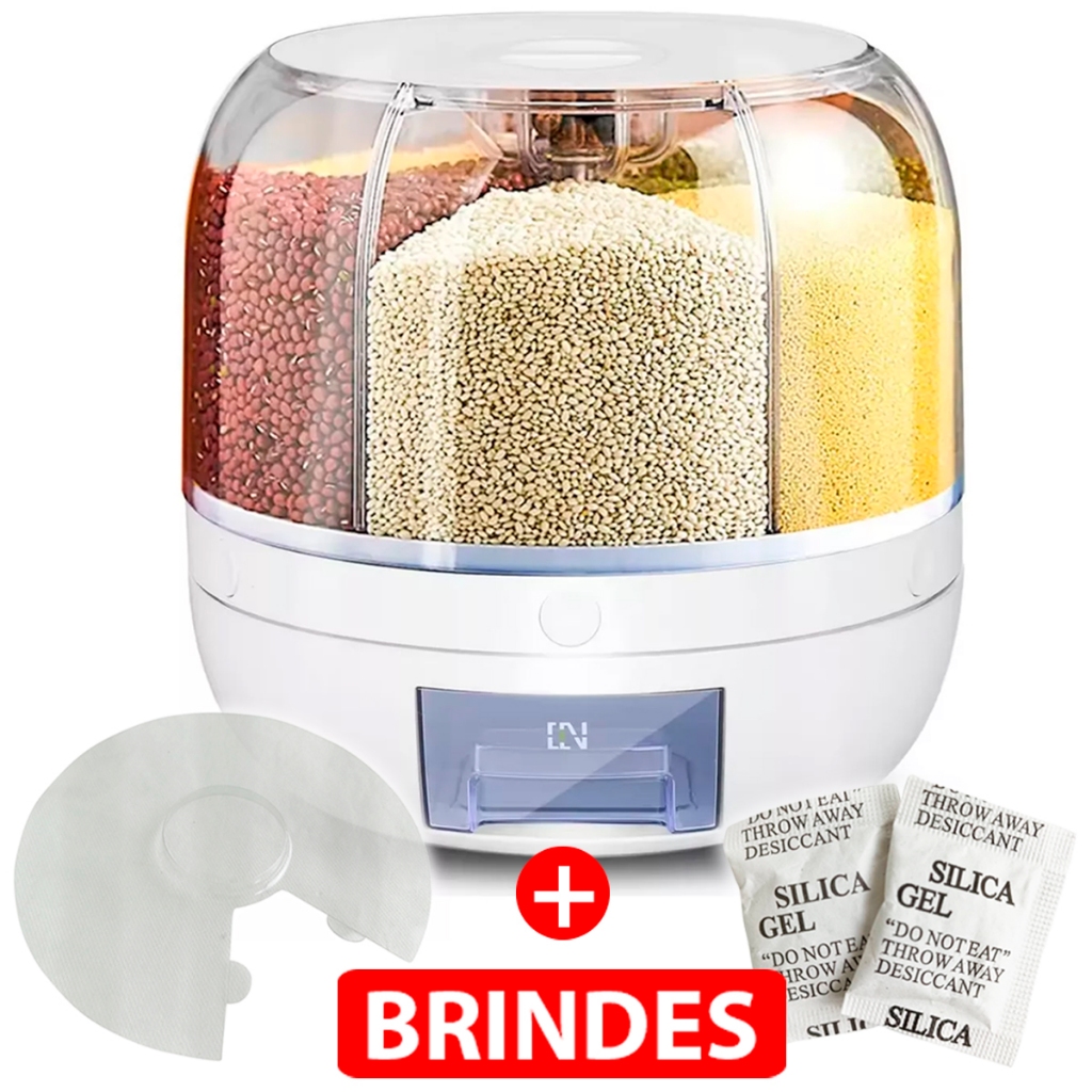 Dispenser Porta Cereais Redondo Giratório 360 Alimentos Pote + BRINDES