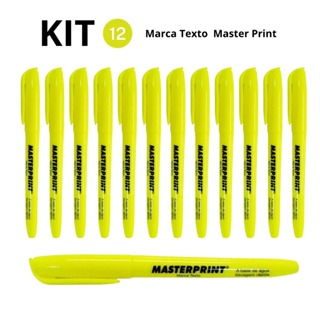 Caixa Caneta Marca Texto Amarela Com 12 Unidades Masterprint Mp612 em Oferta na Shopee