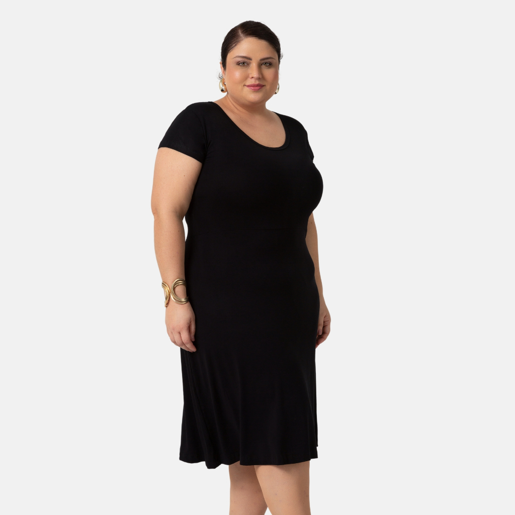 Vestido Básico Feminino Plus Size Até G4 De Viscolycra Casual 1146-A