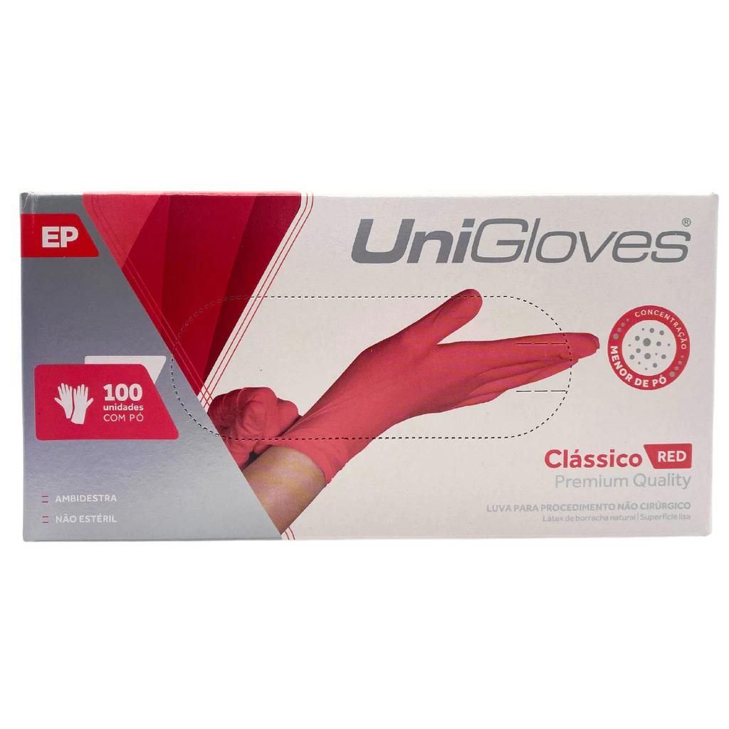 Kit 3 Luvas Descartáveis Látex Vermelha Red Com Po C/300 Unigloves em Oferta na Shopee