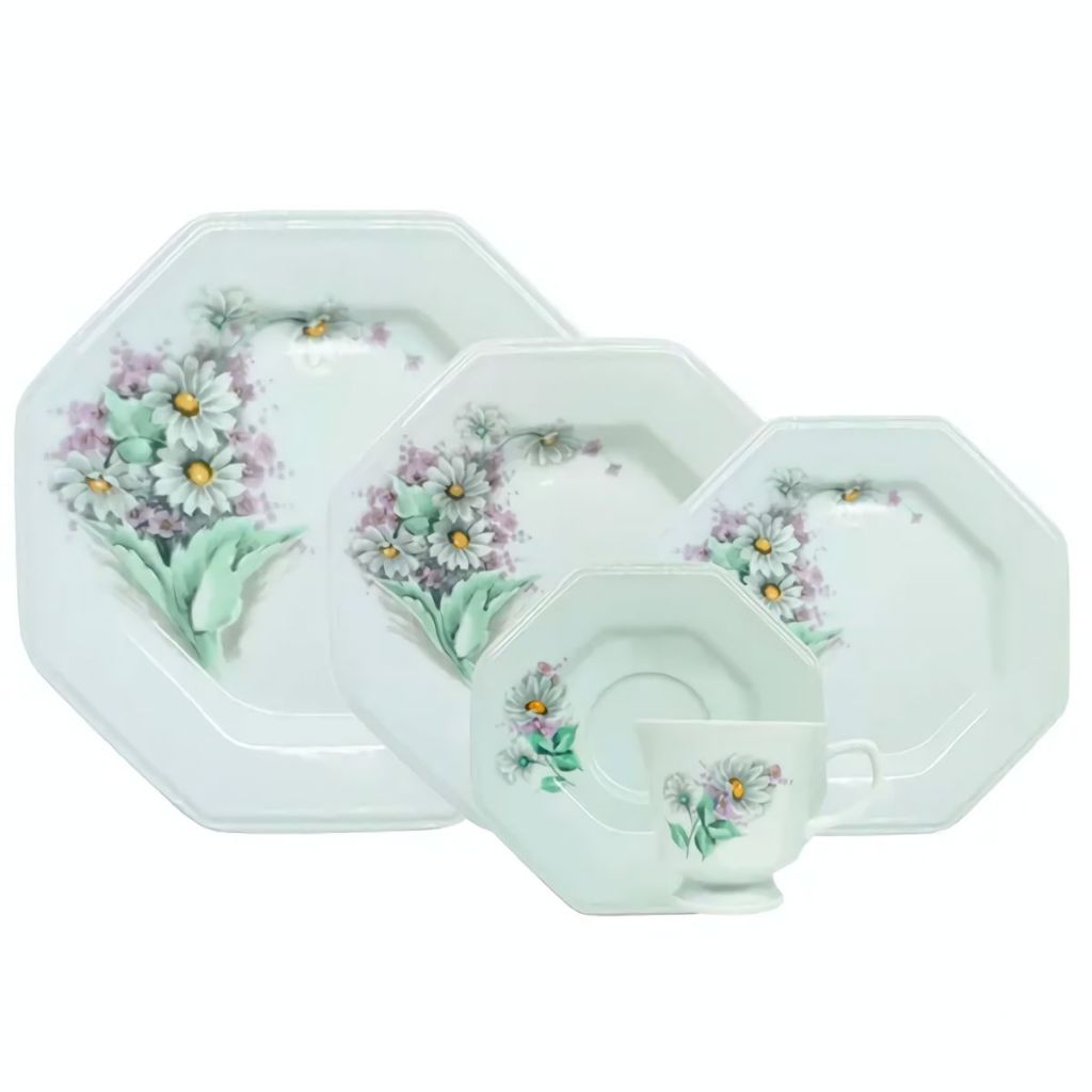 Aparelho/Jogo De Jantar 20 Peças Prisma Floral Porcelana Schmidt