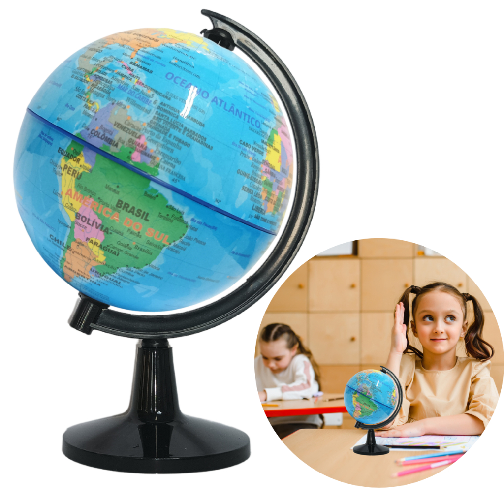 Globo Terrestre Escolar Giratório De Mesa Mapa Mundi 17cm em Oferta na Shopee
