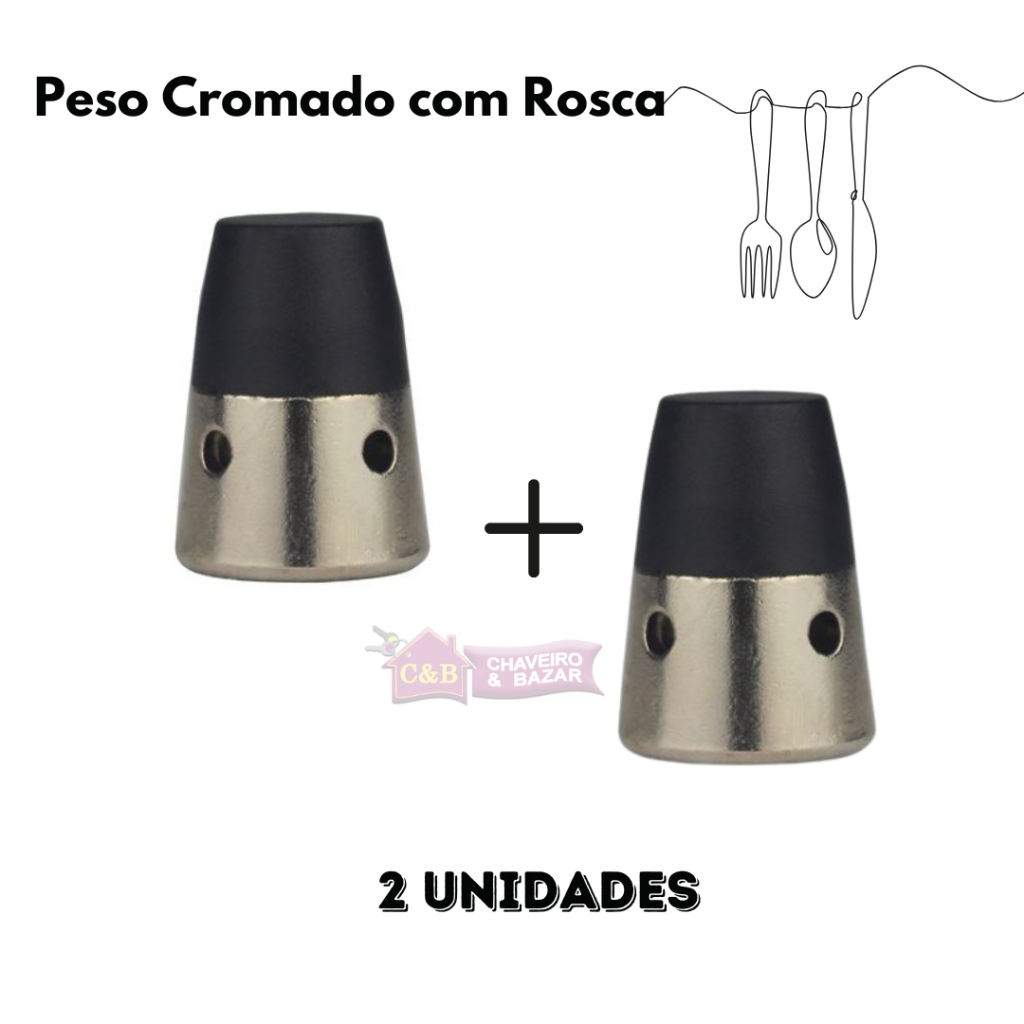 kit 2 Pesos Universal Para Panela de Pressão cromado com rosca 1464