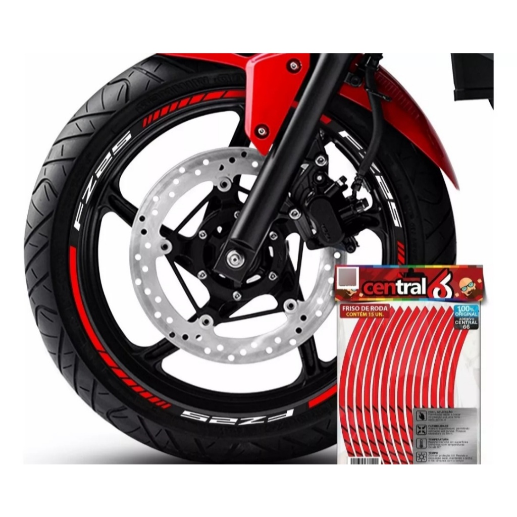 Friso Refletivo Roda Aro 13 ao 22 Yamaha Fazer Fz25 Vermelho Refletivo
