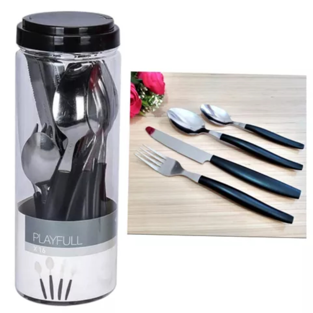 Jogo de Talheres Inox com 16 peças - Garfos - Facas – Colheres Conjunto De Talher Faqueiro Jantar Almoço Mesa Cozinha