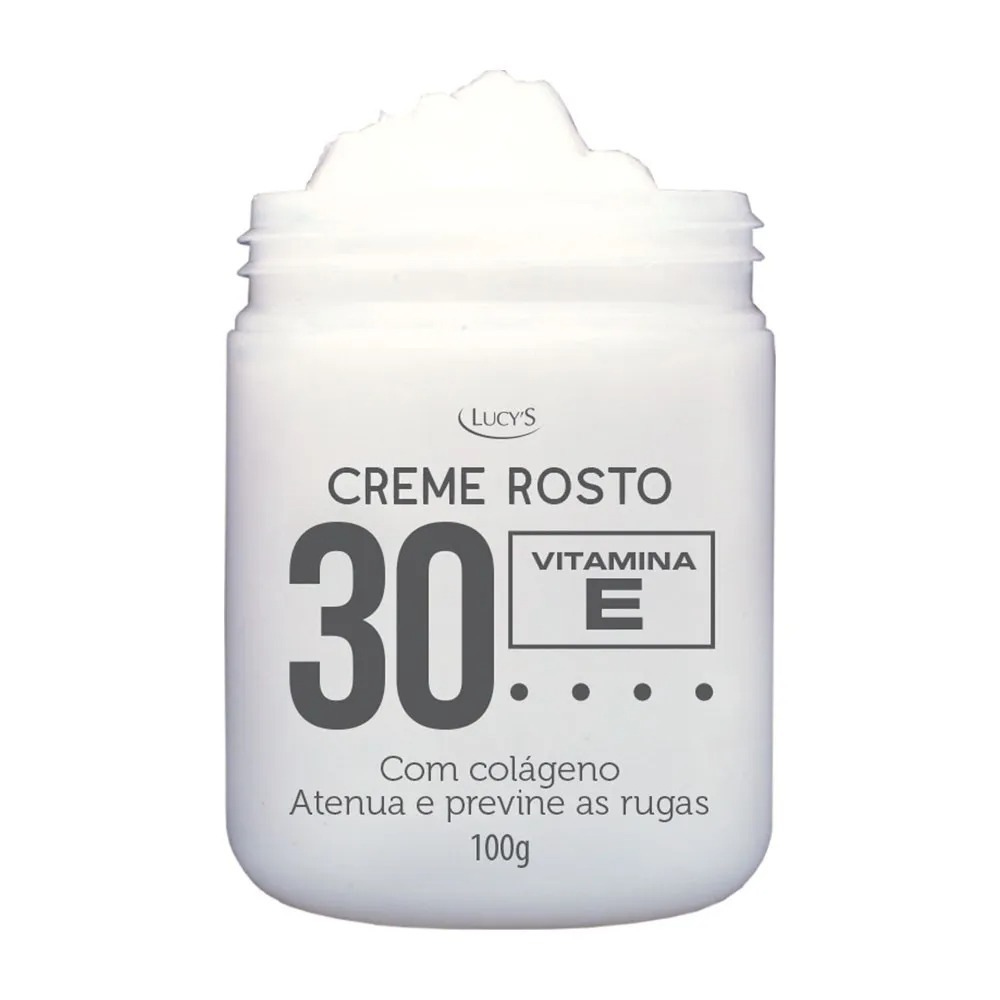 CREME FACIAL ANTI-SINAIS 30+ COM COLÁGENO E VITAMINA E -  100g LUCY'S