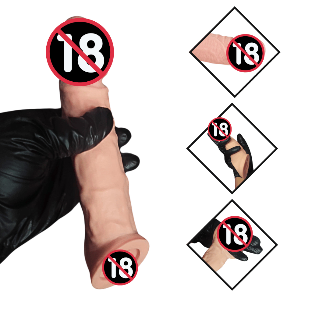 Capa Peniana Com Anel Escrotal Em Cyberskin 20cm