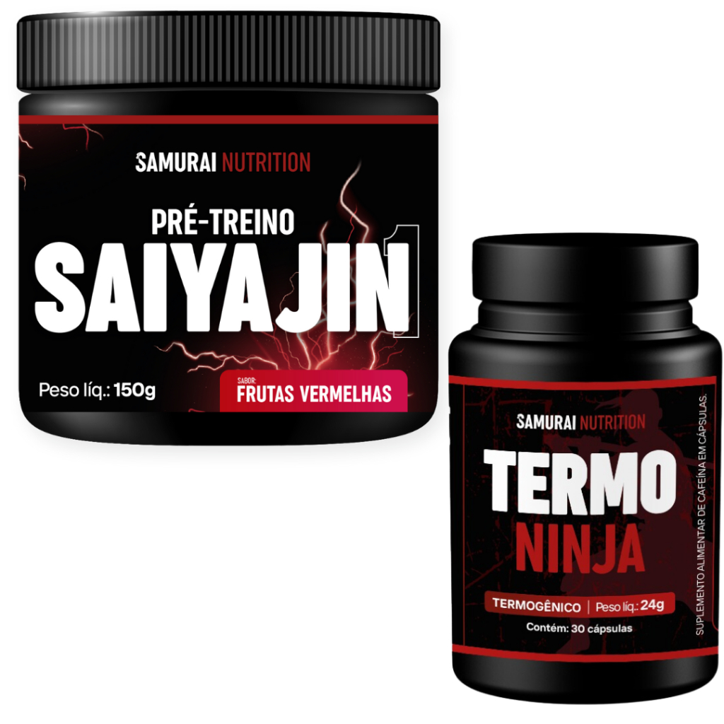 Kit 1x Pré Treino Saiyajin 150g + Termogênico Ninja 30 Capsulas - Samurai Nutrition - Health