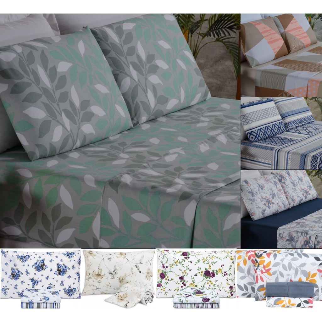 Jogo De Lençol King Size 400 Fios 4 Peças Estampados Extra Macio em Oferta na Shopee