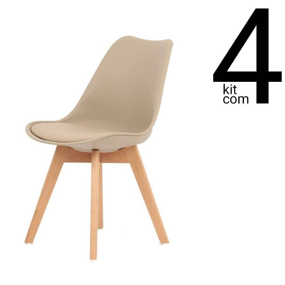 Conjunto 4 Cadeiras Saarinen Wood - Fendi em Oferta na Shopee