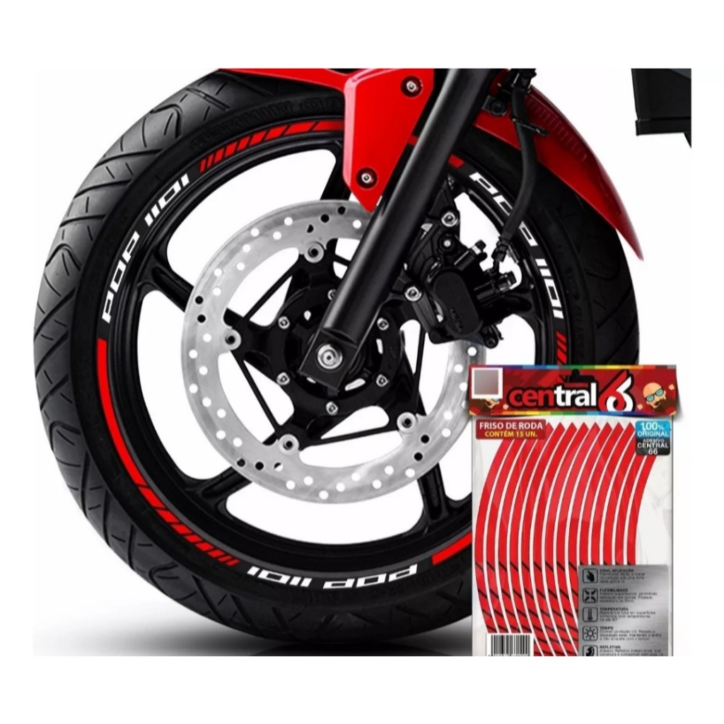 Friso Refletivo Roda Aro 13 ao 22 Honda Pop 110i Vermelho Refletivo
