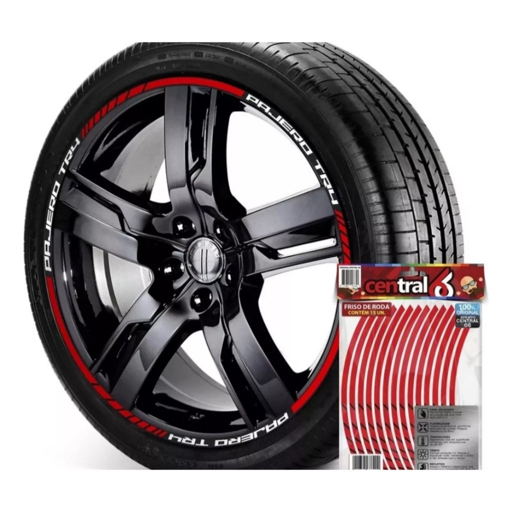 Friso Refletivo Roda Aro 13 ao 22 Mitsubishi Pajero Tr4 Vermelho