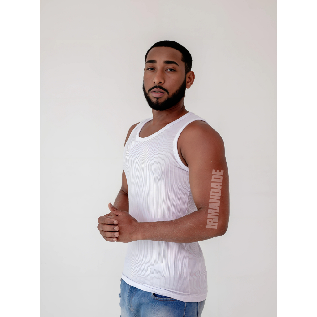 Regata Canelada Americana Básica Modelo Americano Justa ao Corpo Slim Academia em Oferta na Shopee