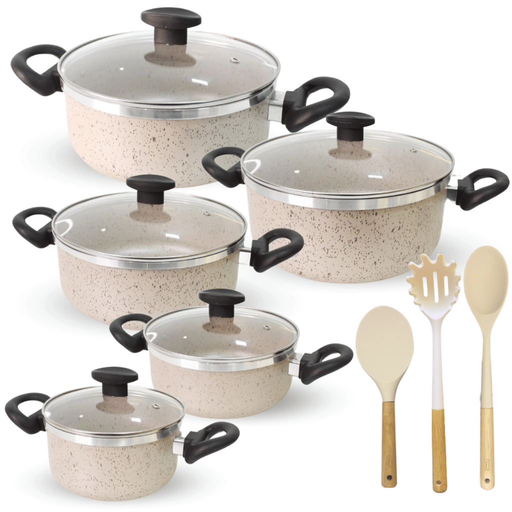 Jogos De Panelas 8 Peças 3mm Grossa Antiaderente Teflonada + Barato