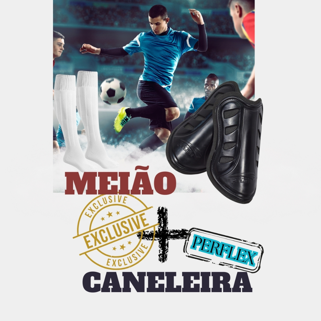 MEIÃO com CANELEIRA Adulto Infantil Promoção kit Futebol em Oferta na Shopee