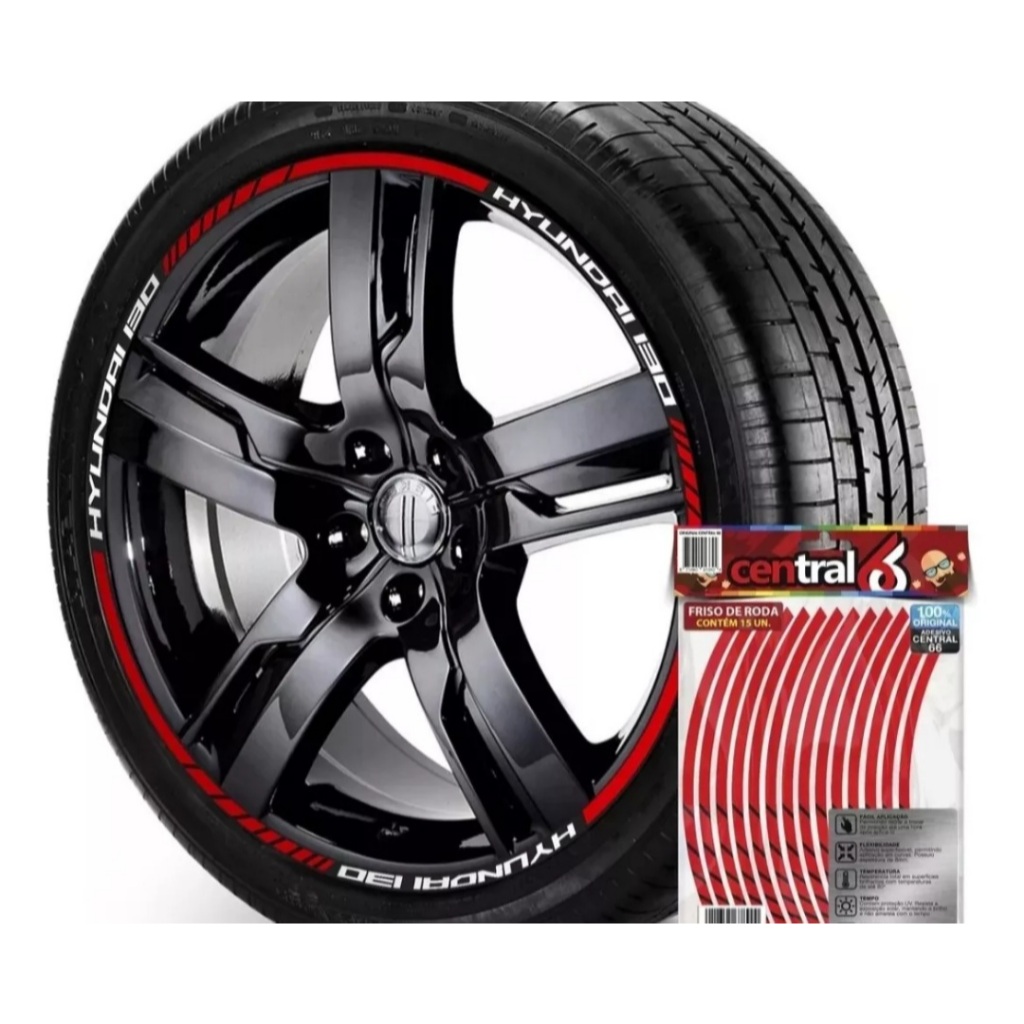 Friso Refletivo Roda Aro 13 ao 22 Hyundai i30 Vermelho