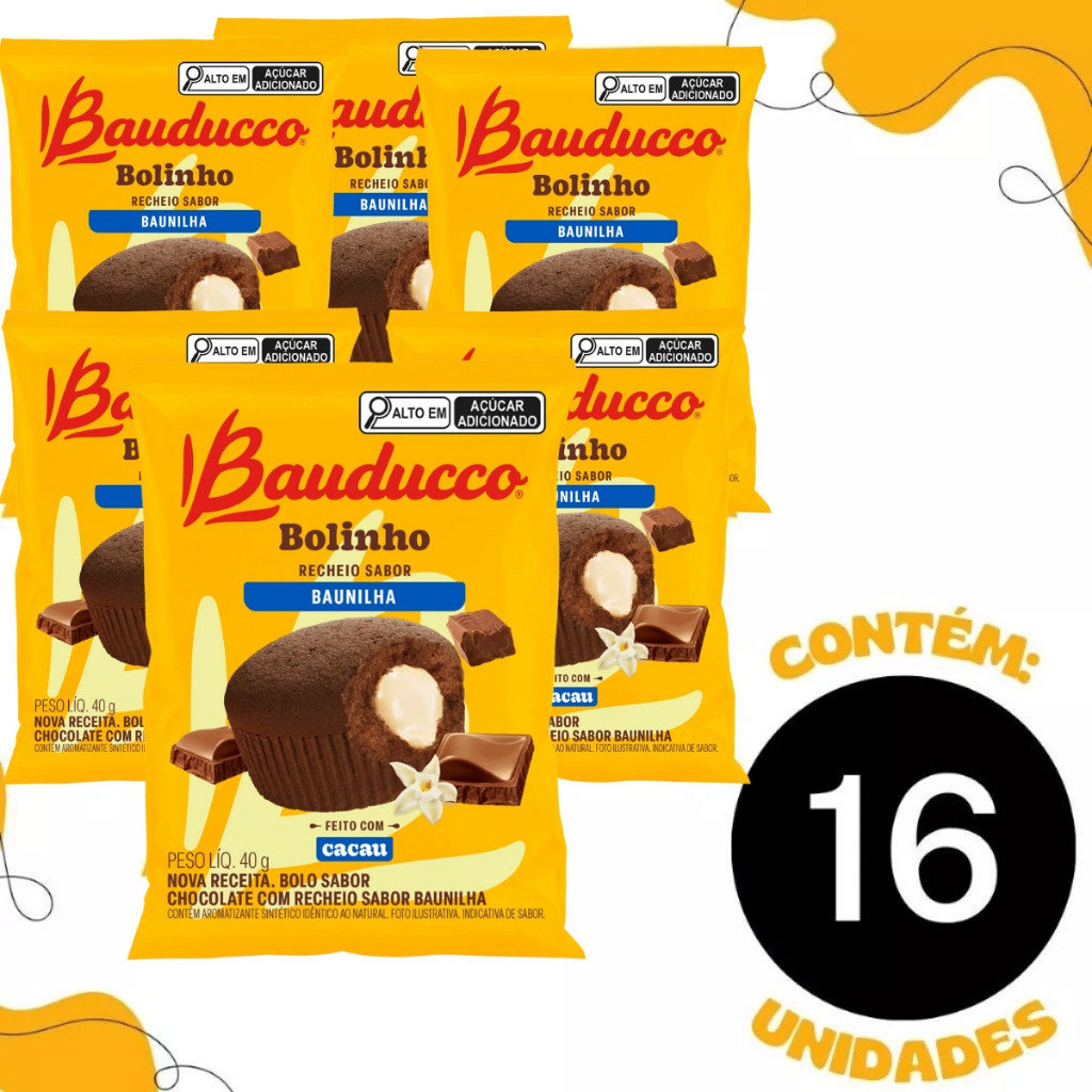 Bolinho Chocolate Com Baunilha C/16 Unidades 40g - Bauducco Bolinho Chocolate Com Baunilha C/16 Unidades 40g - Bauducco