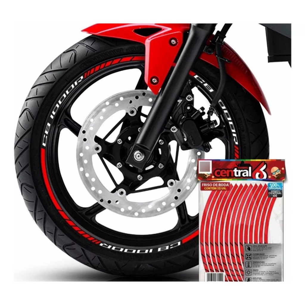 Friso Refletivo Roda Aro 13 ao 22 Honda Cb 1000r Vermelho