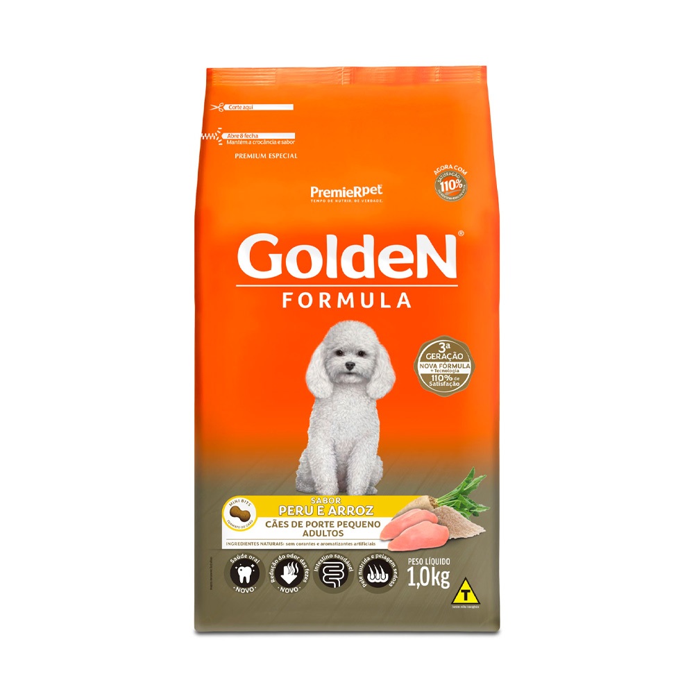 Ração Golden Fórmula Para Cães Adultos de Porte Pequeno Sabor Peru e Arroz - 1kg