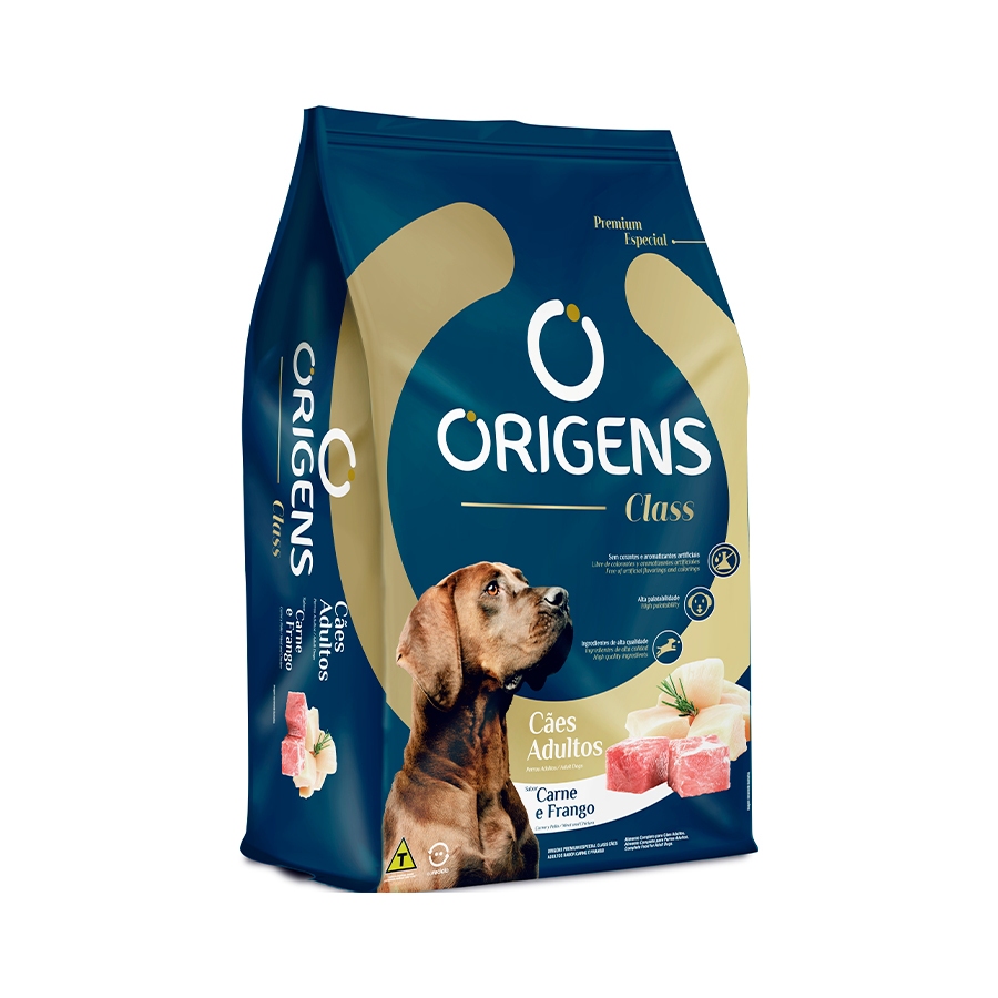 Ração Origens Class Para Cães Adultos Sabor Carne e Frango - 15kg
