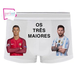Cueca Personalizada com Foto -  Os Três Maiores e Mais Rápidos - Messi, Neymar e Cristiano Ronaldo em Oferta na Shopee
