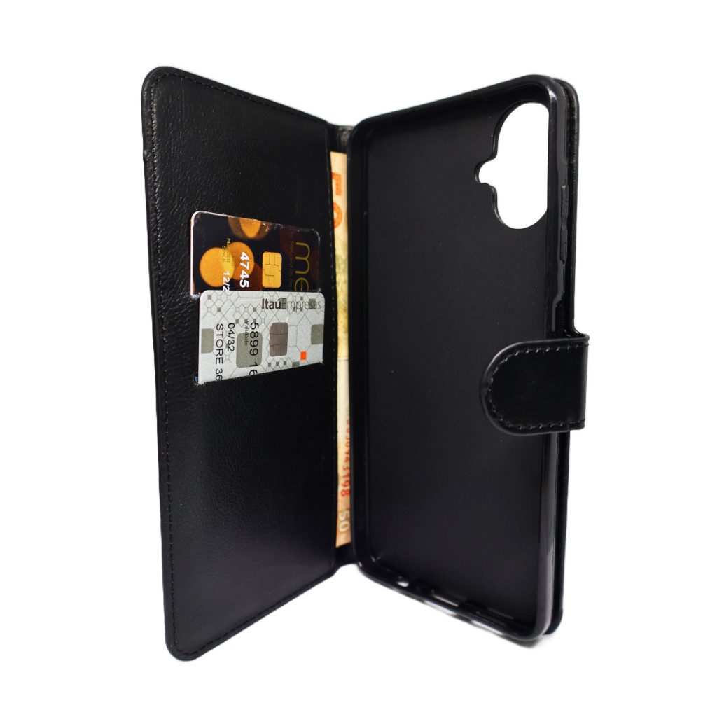 Capa Capinha Case Flip Couro Carteira + Película Para Samsung A06