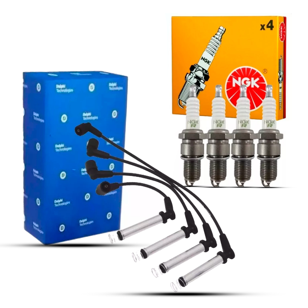 Kit Cabos + Velas De Ignição Chevrolet Corsa Classic Celta Flex Original