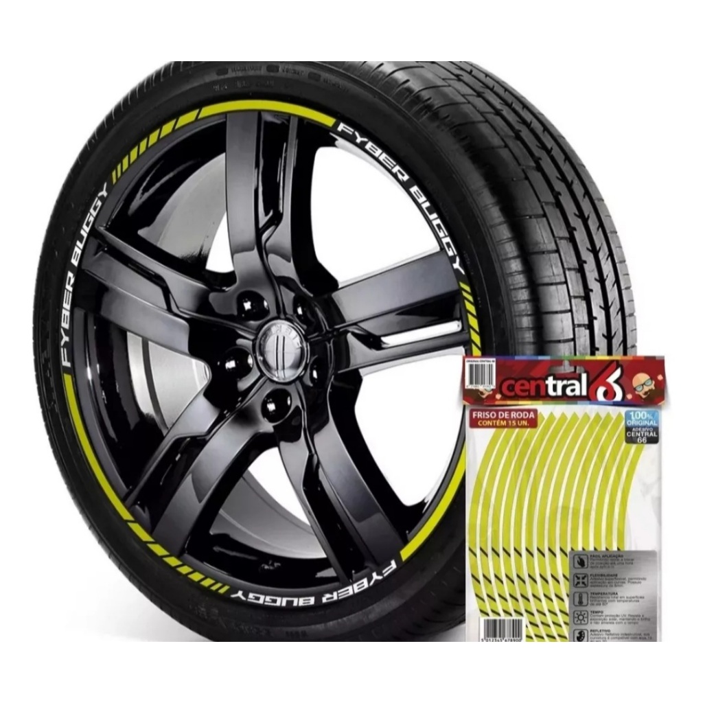 Friso Refletivo Roda Aro 13 ao 22 Fyber Buggy Amarelo